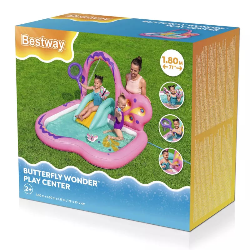 Bestway Butterfly Wonder pripučiamas vandens žaidimų centras ir baseinas 1,80 m x 1,80 m x 1,17 m