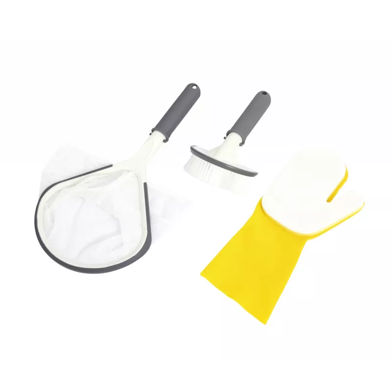 Bestway Lay-Z-Spa viskas viename įrankių rinkinys, valymo rinkinys, bet kokiam prekės ženklui, pilka, balta, geltona, 394 g, spalvota dėžutė, 80 mm