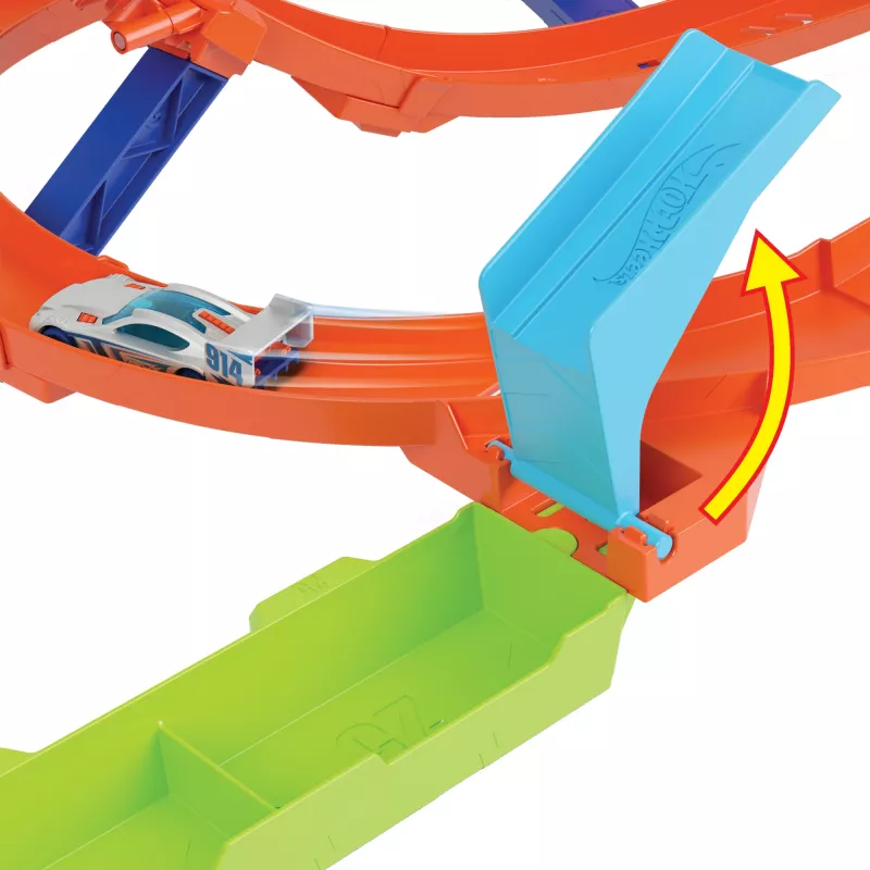 Hot Wheels Action Loop Cyclone Challenge Trasų Rinkinys su 1:64 Mastelio Automobiliuku, Lengvas Laikymas