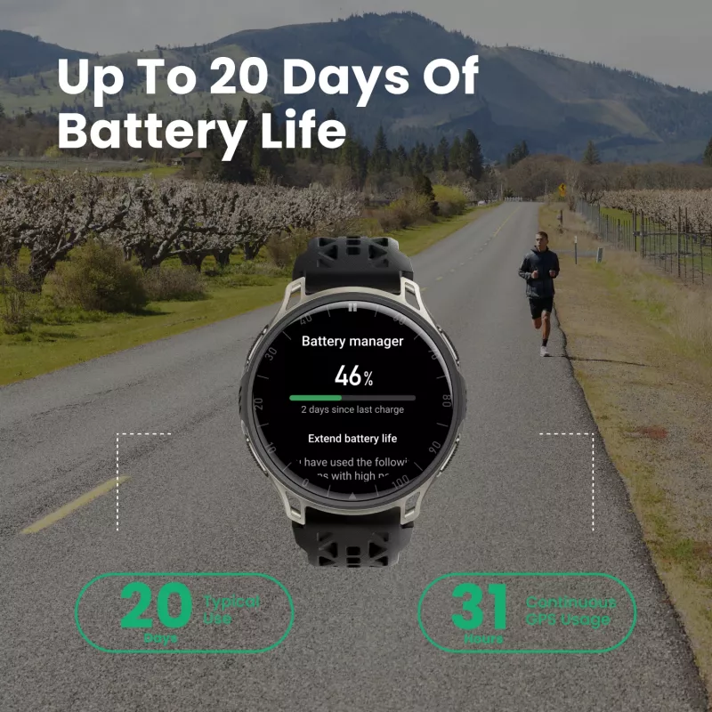 Amazfit Cheetah 2 Pro 3,35 cm (1,32 colio) AMOLED 48 mm Skaitmeninis 466 x 466 pikselių Liečiamas ekranas Titanas Wi-Fi