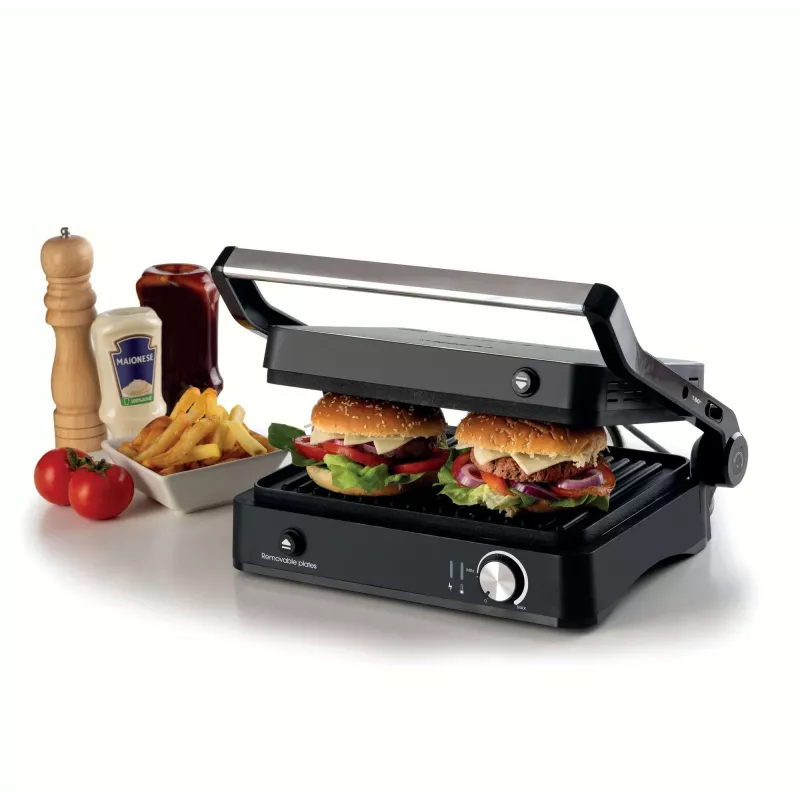 Ariete 1934 MetalGrill 3in1 elektrinis grilis, 2000 W, 3 kepimo režimai, nelipnios plokštės, sidabrinis/juodas