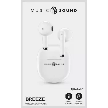 Belaidės ausinės „Music Sound Breeze“ kapsulinio dizaino su spalvotu dėklu