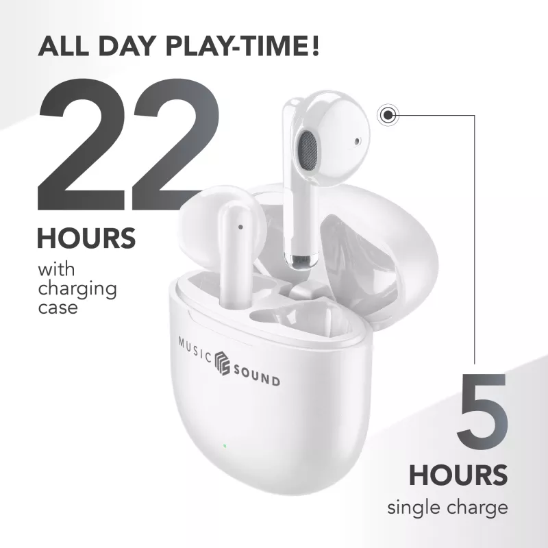 Belaidės ausinės „Music Sound Breeze“ kapsulinio dizaino su spalvotu dėklu