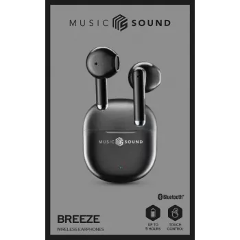 Belaidės ausinės Music Sound Breeze su spalvotu dėklu