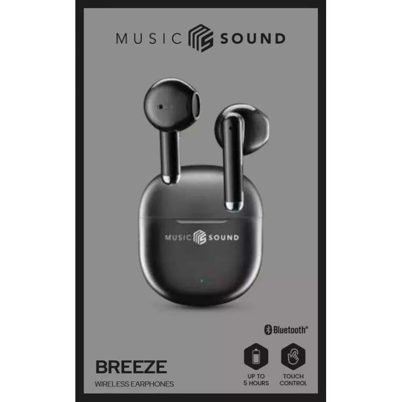 Belaidės ausinės Music Sound Breeze su spalvotu dėklu