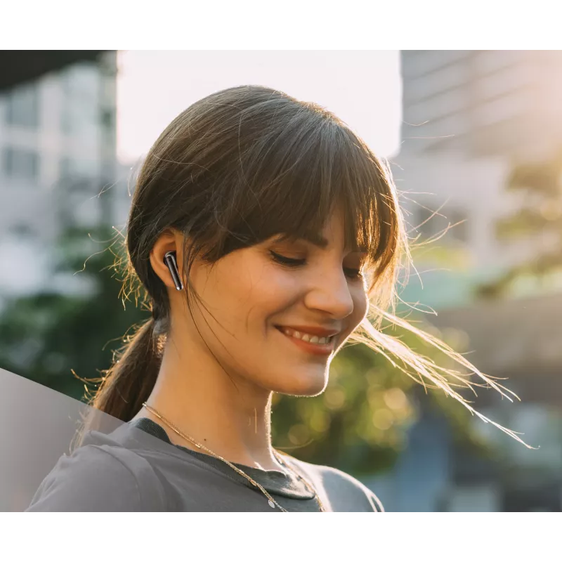 Belaidės ausinės Music Sound Breeze su spalvotu dėklu