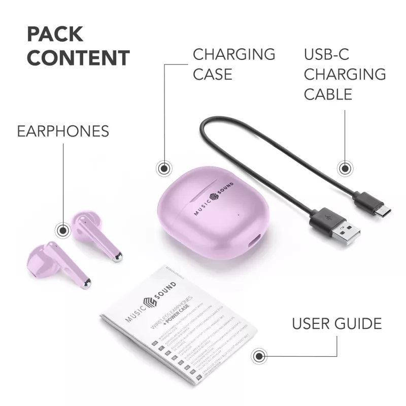„Music Sound Breeze“ kapsuliniai „Bluetooth“ ausinės su spalvotu dėklu