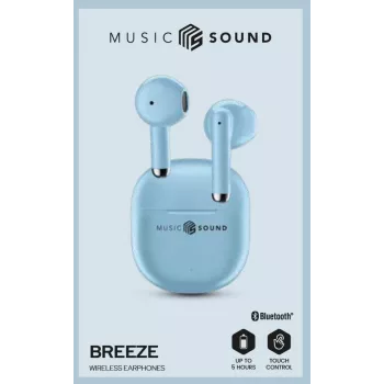 Belaidės ausinės „Music Sound Breeze“ su spalvotu dėklu
