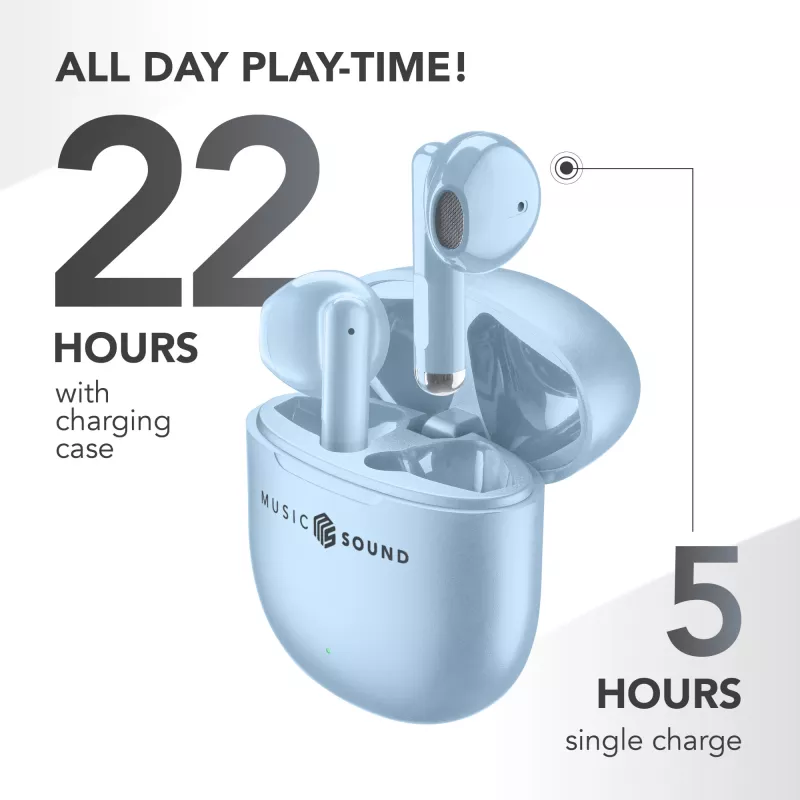 Belaidės ausinės „Music Sound Breeze“ su spalvotu dėklu