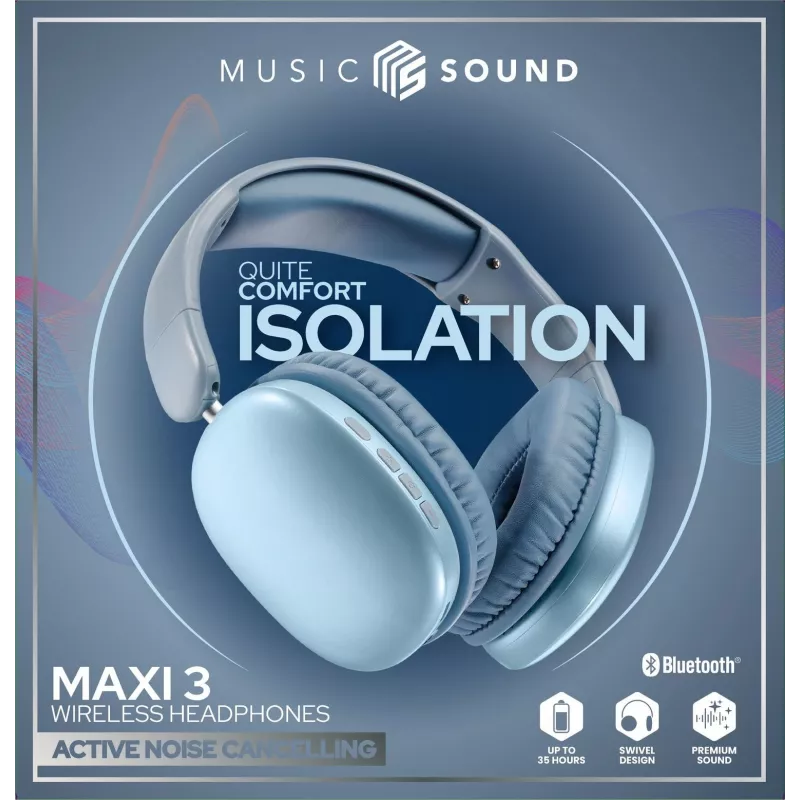 Music Sound MAXI3 belaidės ausinės su aktyviu triukšmo slopinimu
