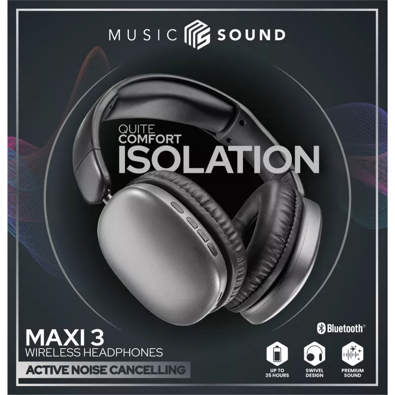 Music Sound MAXI3 belaidės ausinės su aktyviu triukšmo slopinimu