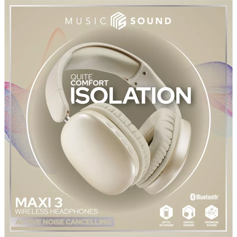 Music Sound MAXI3 belaidės ausinės su aktyviu triukšmo slopinimu