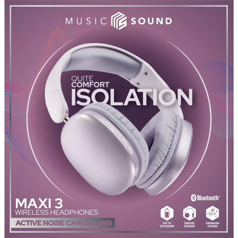 Music Sound MAXI3 belaidės ausinės su aktyviu triukšmo slopinimu