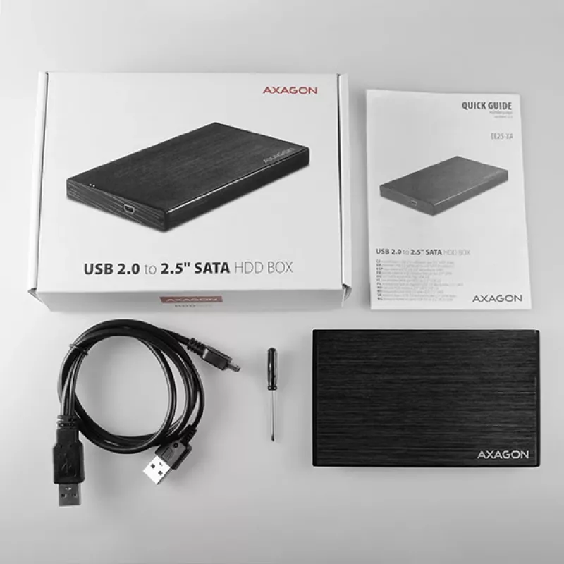 AXAGON EE25-XA - HDD / SSD-Gehäuse - 2.5 Zoll - SATA - Serial ATA II - Serial ATA III - 0,48 Gbit/s - USB Konnektivität - Schwarz