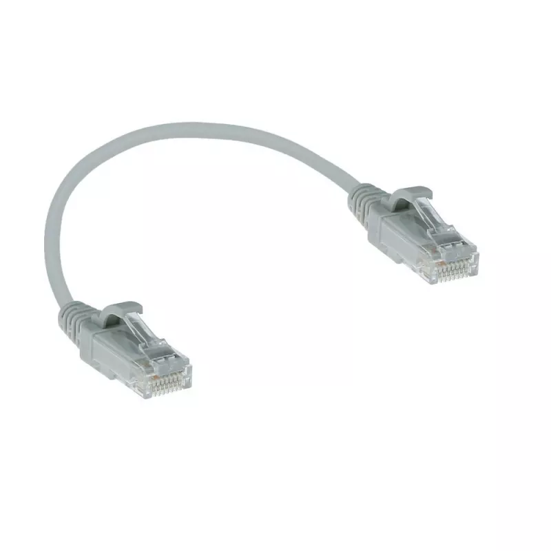 ACT pilkas 0,15 m LSZH U/UTP CAT6 plonas jungiamasis kabelis su RJ45 kištukais