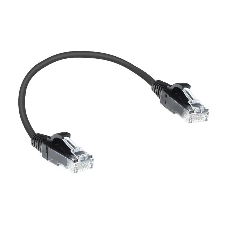 ACT Black 0.15 metro LSZH U/UTP CAT6 plonas duomenų centro jungiamasis kabelis su RJ45 kištukais