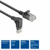 ACT Black 1,5 m U/UTP CAT6A LSZH plonas kabelis su RJ45 jungtimis 90° kampu žemyn ir tiesia