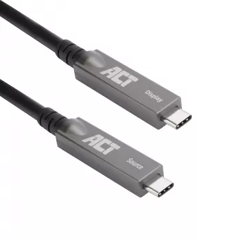 ACT USB-C 3.2 Gen2 aktyvus optinis kabelis (AOC), skirtas jutikliniams ekranams, vaizdui, duomenims, maitinimui, 3m