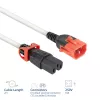 ACT maitinimo laidas C14 IEC Lock+ dvigubas fiksavimas - C15 IEC Lock+ baltas 2 m, PC3875