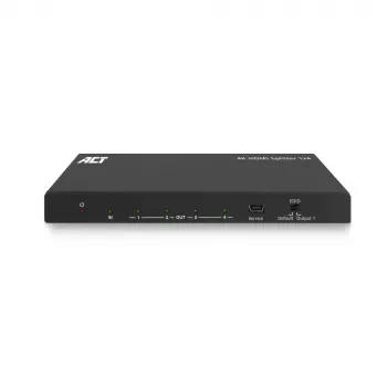 ACT 4K HDMI skirstytuvas, 1 į 4 išėjimai, EDID palaikymas, HDMI, 4x HDMI, 3840 x 2160 pikseliai, Juoda, 4K Ultra HD, 10.2 Gbit/s