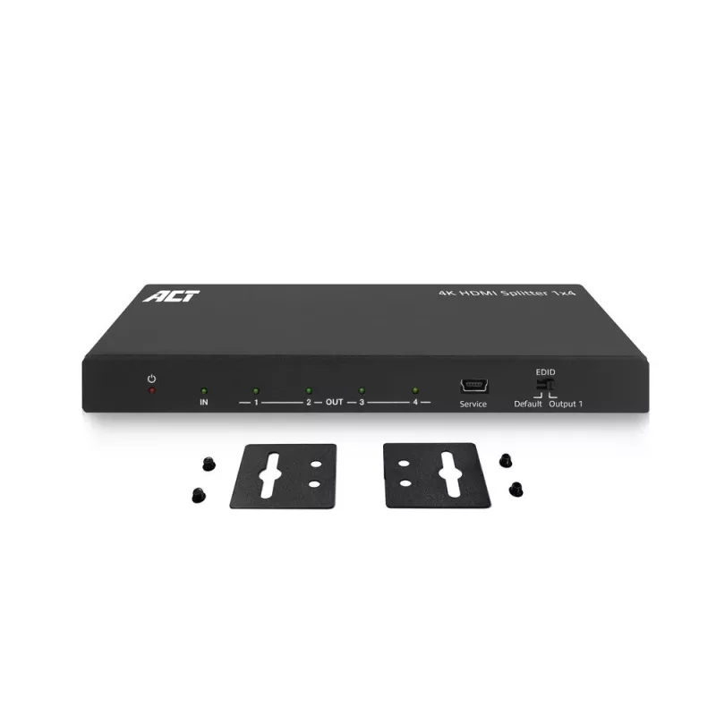 ACT 4K HDMI skirstytuvas, 1 į 4 išėjimai, EDID palaikymas, HDMI, 4x HDMI, 3840 x 2160 pikseliai, Juoda, 4K Ultra HD, 10.2 Gbit/s