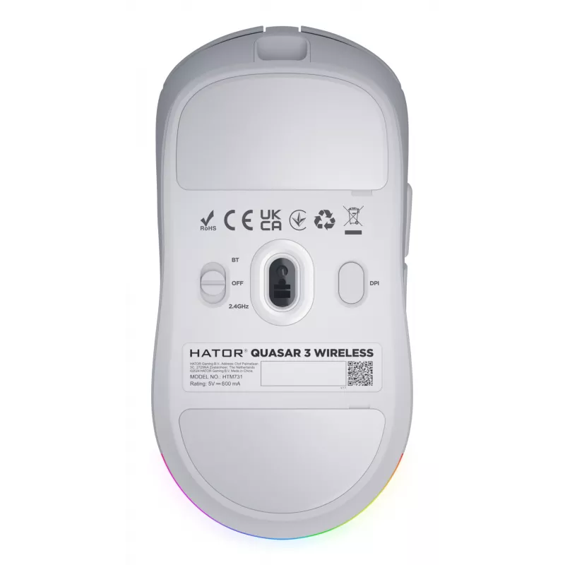 HATOR Quasar 3 Wireless pelė žaidimams Ambidextrinė RF Wireless + Bluetooth + USB Type-A Optinė 12000 DPI