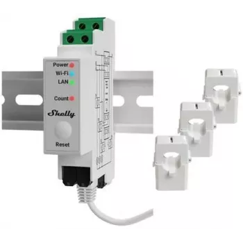 Shelly Pro 3EM 120A v2 3 fazių išmanusis elektros skaitiklis (DIN bėgelis)