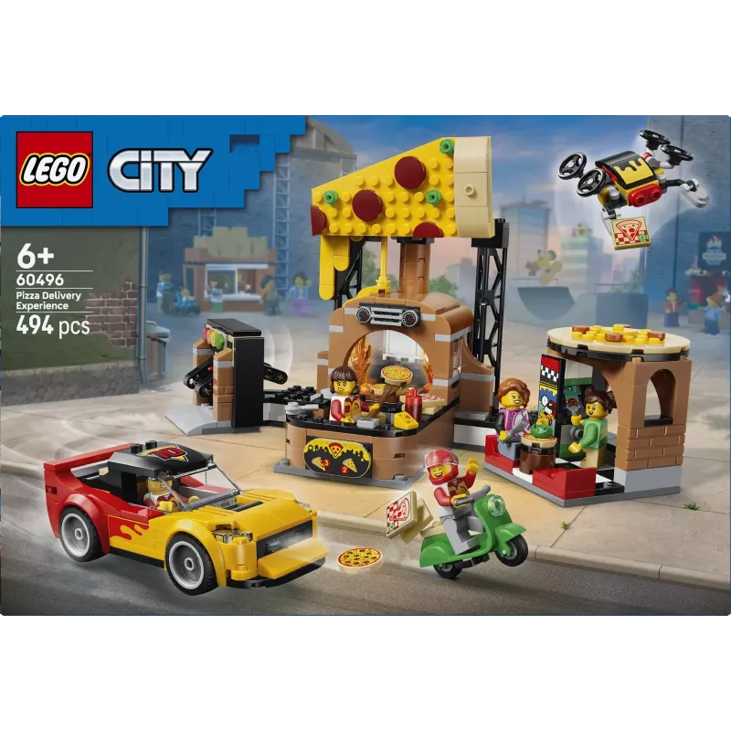 LEGO City 60496 Picos pristatymo patirtis su transporto priemonėmis (494 dalys)