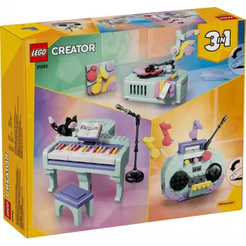 LEGO Creator 3-in-1 31392 Muzikinis dekoras – pianinas su kate (485 dalių)