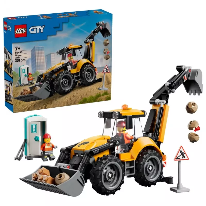 LEGO City 60480 Geltonas ekskavatorius su kaušu (301 detalė)