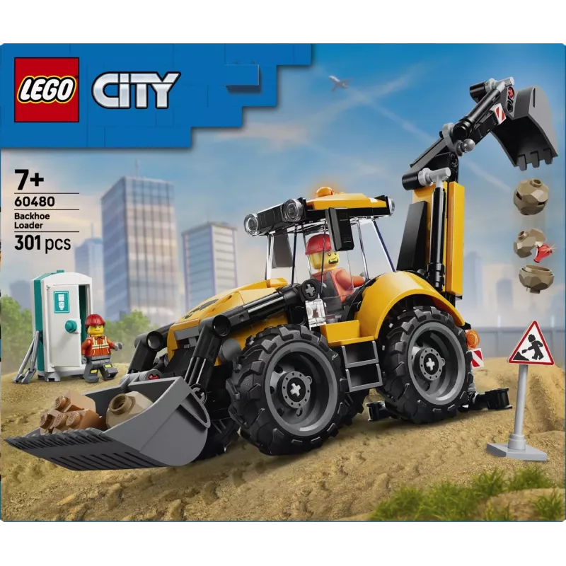 LEGO City 60480 Geltonas ekskavatorius su kaušu (301 detalė)