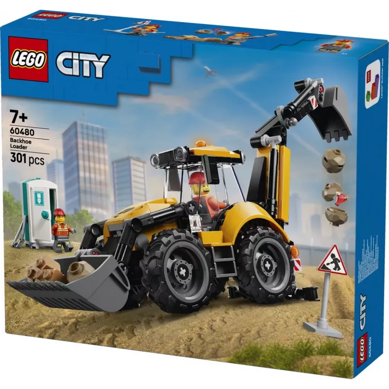 LEGO City 60480 Geltonas ekskavatorius su kaušu (301 detalė)