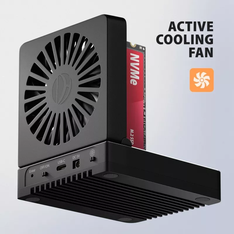 AXAGON ADSA-M2C44 USB4 40Gbps 4 vietų M.2 NVMe SSD Dockavimo stotelė su nepriklausoma disko kopijavimo funkcija, aliuminis, aktyvus aušinimas