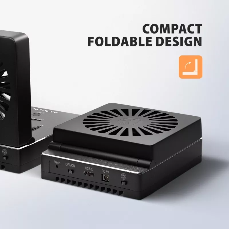 AXAGON ADSA-M2C44 USB4 40Gbps 4 vietų M.2 NVMe SSD Dockavimo stotelė su nepriklausoma disko kopijavimo funkcija, aliuminis, aktyvus aušinimas