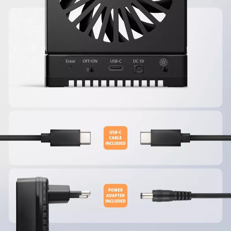 AXAGON ADSA-M2C44 USB4 40Gbps 4 vietų M.2 NVMe SSD Dockavimo stotelė su nepriklausoma disko kopijavimo funkcija, aliuminis, aktyvus aušinimas