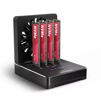 AXAGON ADSA-M2C44 USB4 40Gbps 4 vietų M.2 NVMe SSD Dockavimo stotelė su nepriklausoma disko kopijavimo funkcija, aliuminis, aktyvus aušinimas