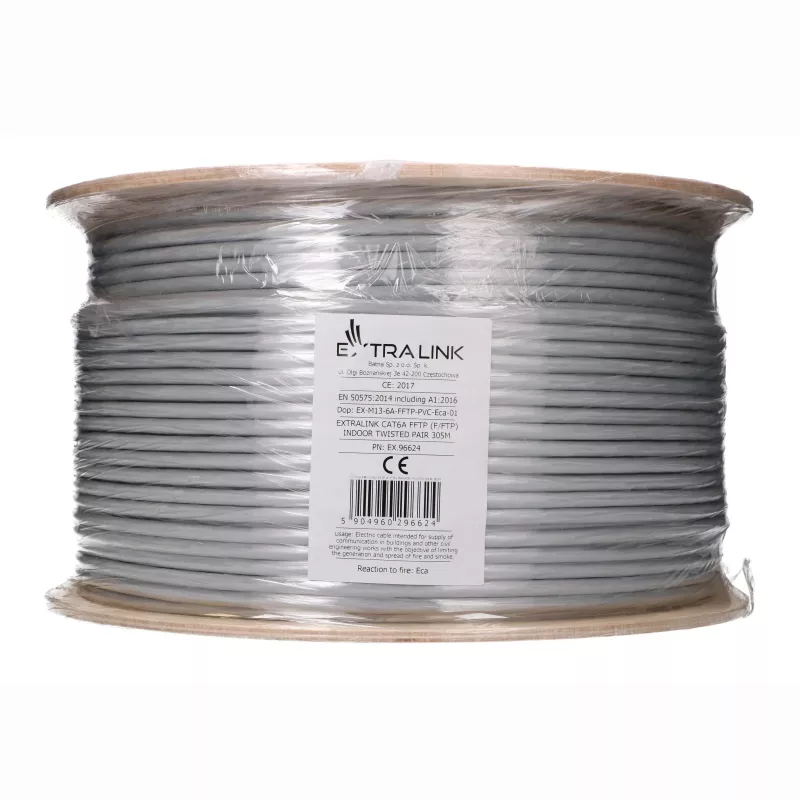 Extralink CAT6A F/FTP lauko vidaus montavimo kabelis 305 m EX.96624