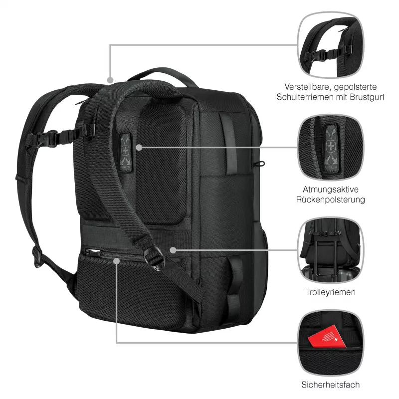 Wenger UrbanOne Travel 15,6 inch Laptop Backpack 33L Black 653888