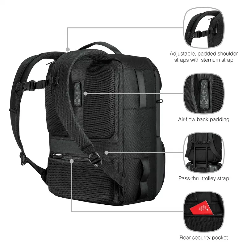 Wenger UrbanOne Travel 15,6 inch Laptop Backpack 33L Black 653888