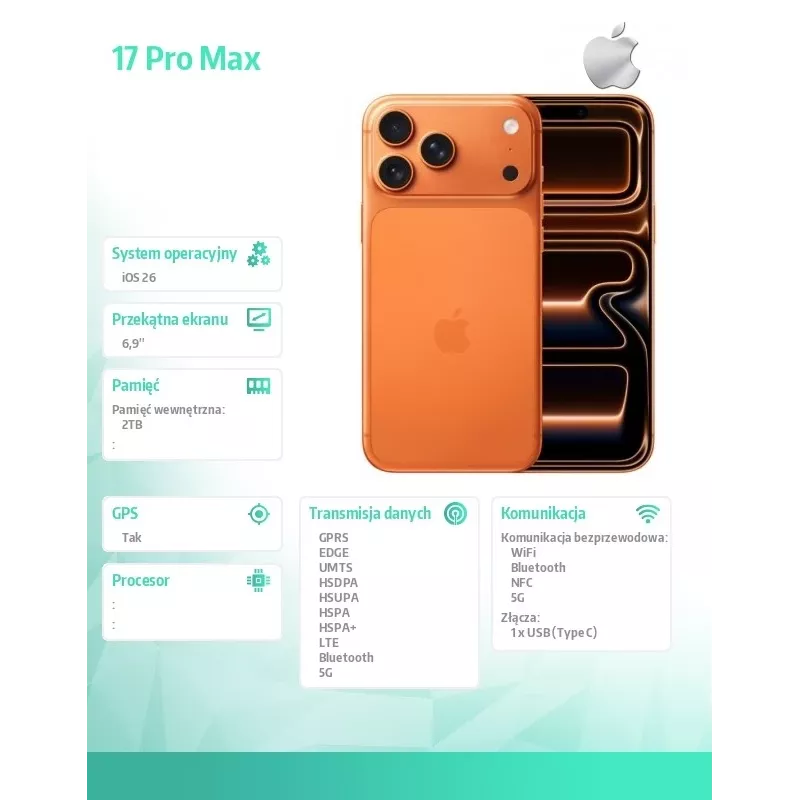 “Apple iPhone 17 Pro Max 2TB Cosmic Orange”