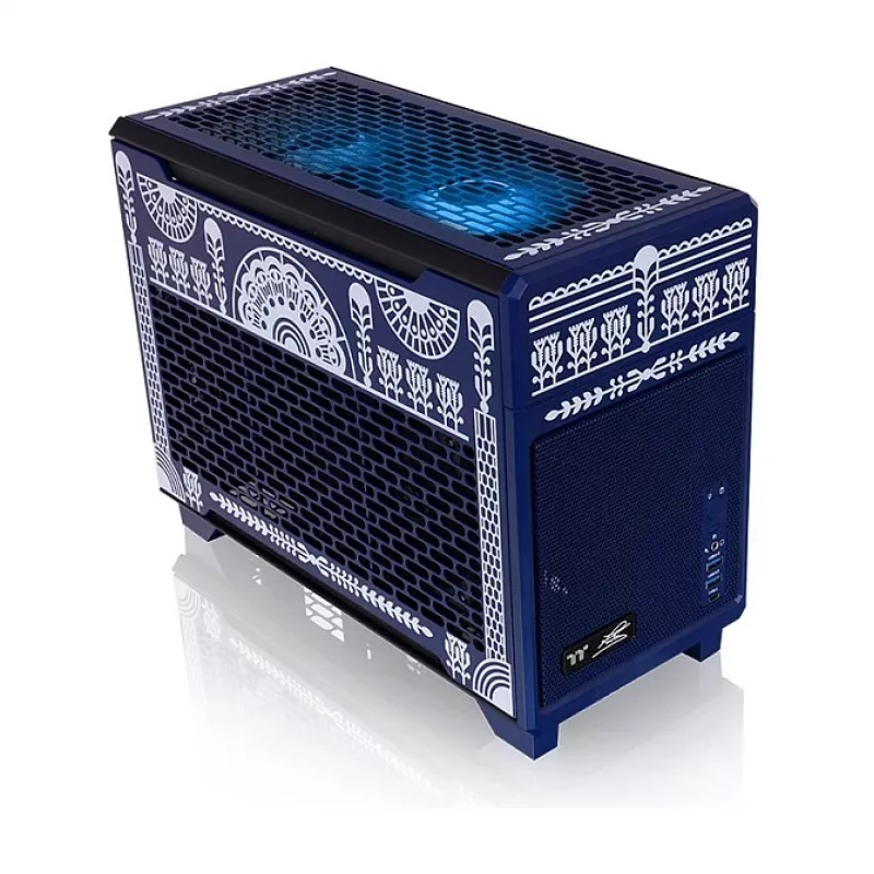 Thermaltake TR100 Koralie Edition Cobalt Blue Mini-ITX SFF korpusas - PCIe 4.0 riser, SFX PSU, 360mm GPU - CA-11A-00SPNN-AR