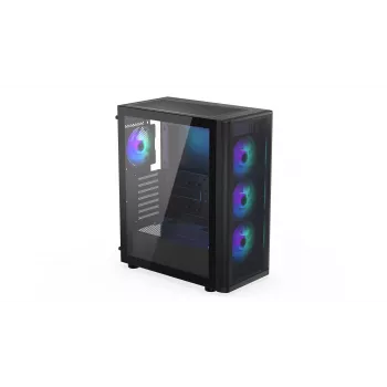 ENDORFY Ventum 400 ARGB ATX PC Case - Black, Tempered Glass, 4x Stratus 120 PWM ARGB Fans, ARGB & PWM Controller, USB-C