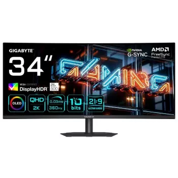 Gigabyte AORUS MO34WQC36 34 inch QD-OLED lenktas žaidimų monitorius UWQHD 360Hz 0.03ms