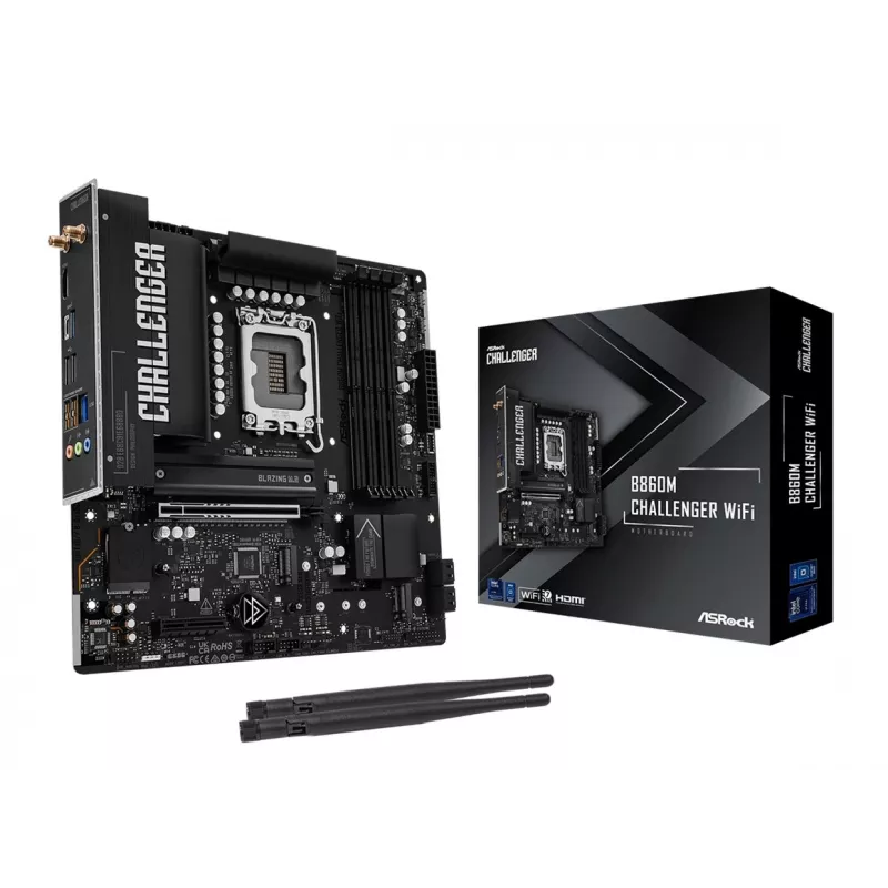 ASRock B860M Challenger WiFi LGA1851 mATX DDR5 Motininė Plokštė (90-MXBUP0-A0UAYZ)