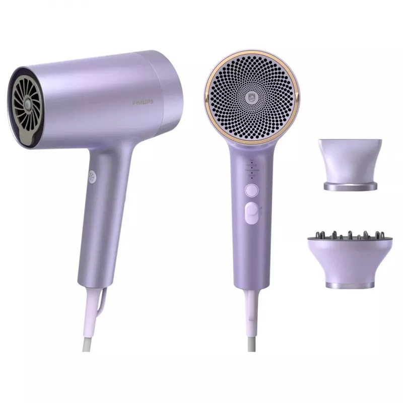 Philips plaukų džiovintuvas BHD723/10 Series 7000 1800W skaitmeninis variklis SenseIQ technologija matinė balta su rožiniu auksu
