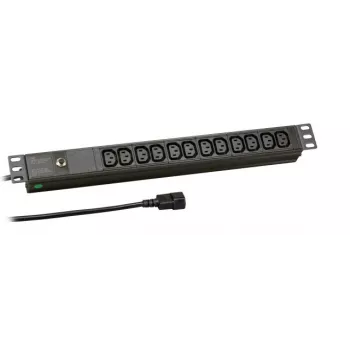 EFB Electronics EK631CC.1 19 inch 1U maitinimo skirstytuvas (PDU) su 12x C13 lizdų, C14 įvadu, 2m laidu, juodas