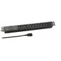 EFB Electronics EK631CC.1 19 inch 1U maitinimo skirstytuvas (PDU) su 12x C13 lizdų, C14 įvadu, 2m laidu, juodas