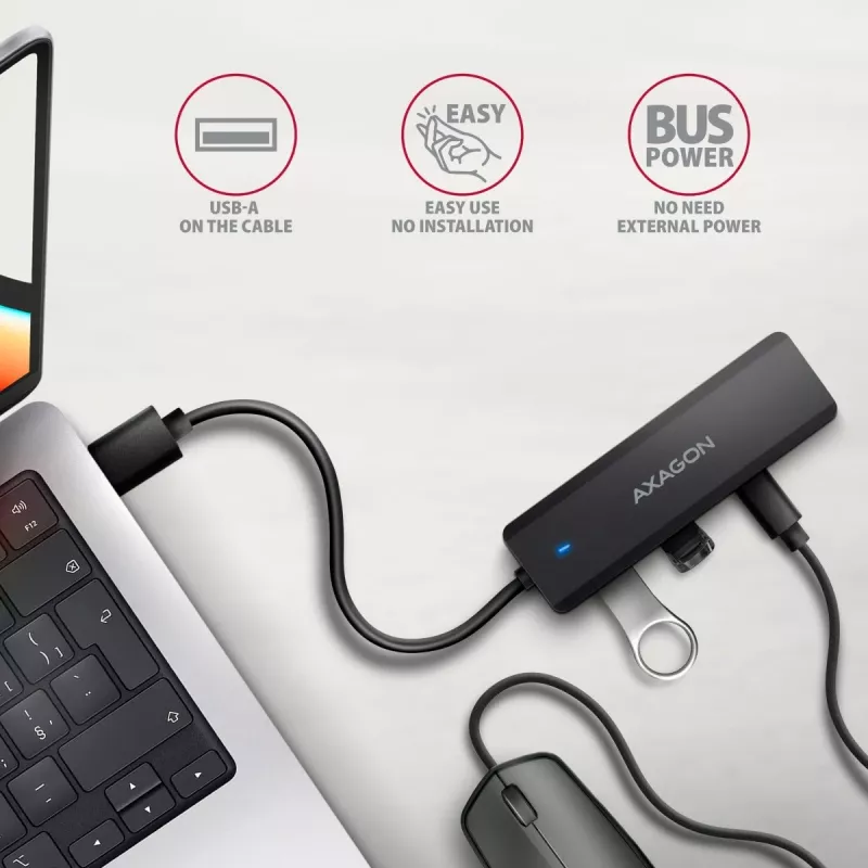 i-tec Axagon HUE-C2A USB-C Hub 4-Port 5 Gbps 2x USB-A + 2x USB-C su Power Delivery