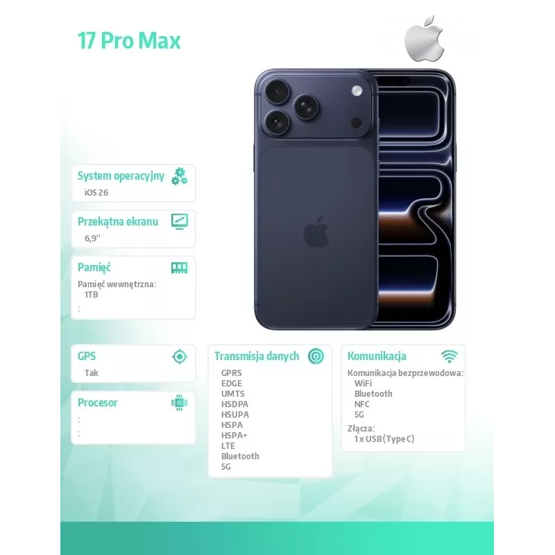 “Apple iPhone 17 Pro Max 1TB Deep Blue”