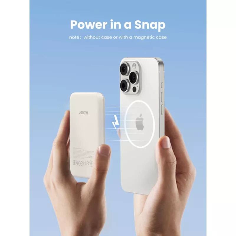 UGREEN 5000mAh Mini Powerbank Wireless 15W su MagSafe Baltas
